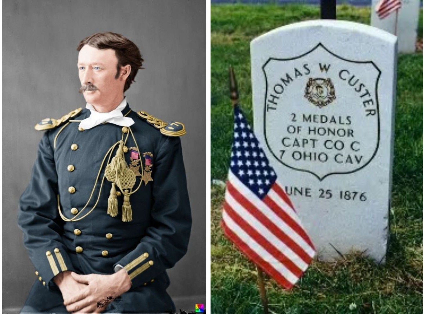 Captain Tom Custer and his grave