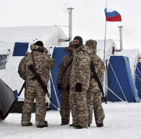 Armed Russian troops on Wrangel Island