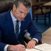 Defense Secretary Pete Hegseth signs memorandum