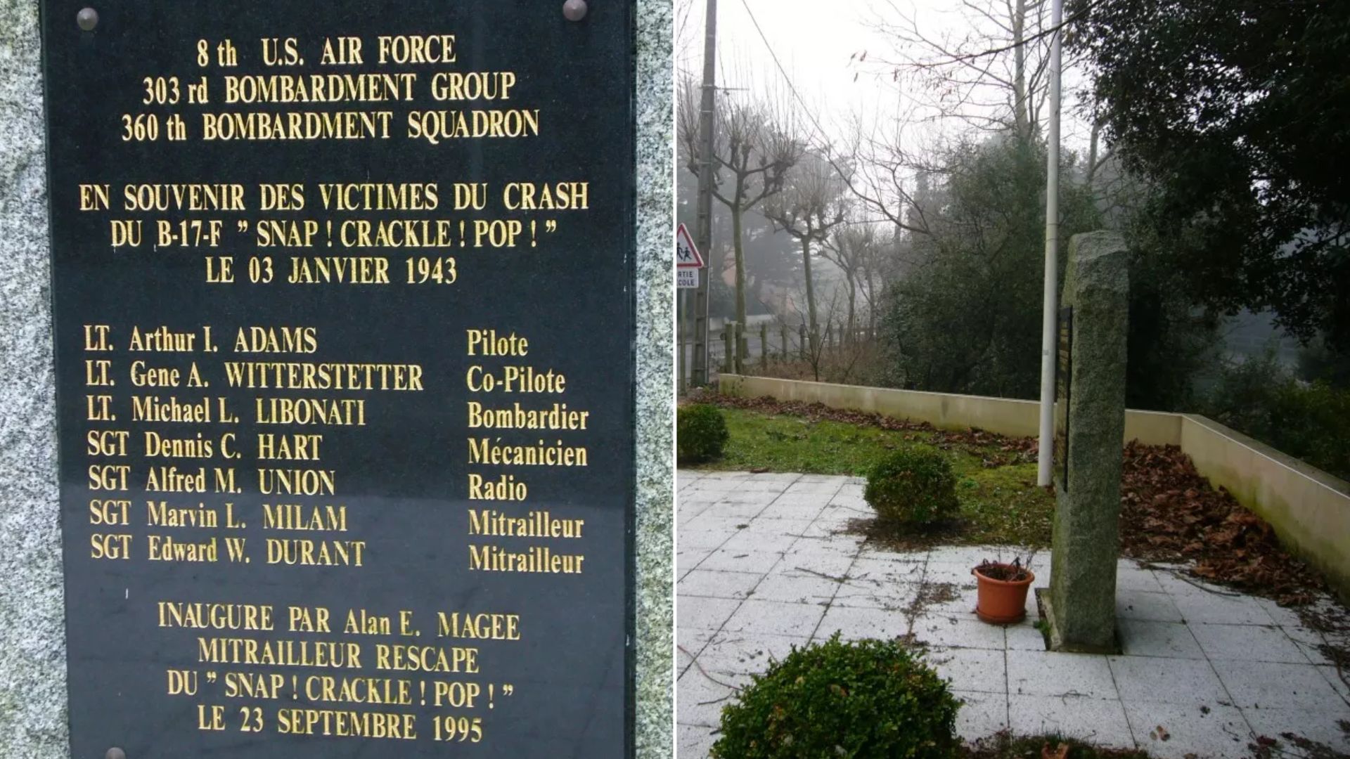 Memorial honoring Magee and his crew