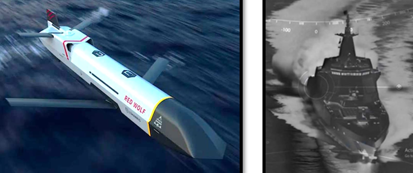 Red wolf skimming the sea.