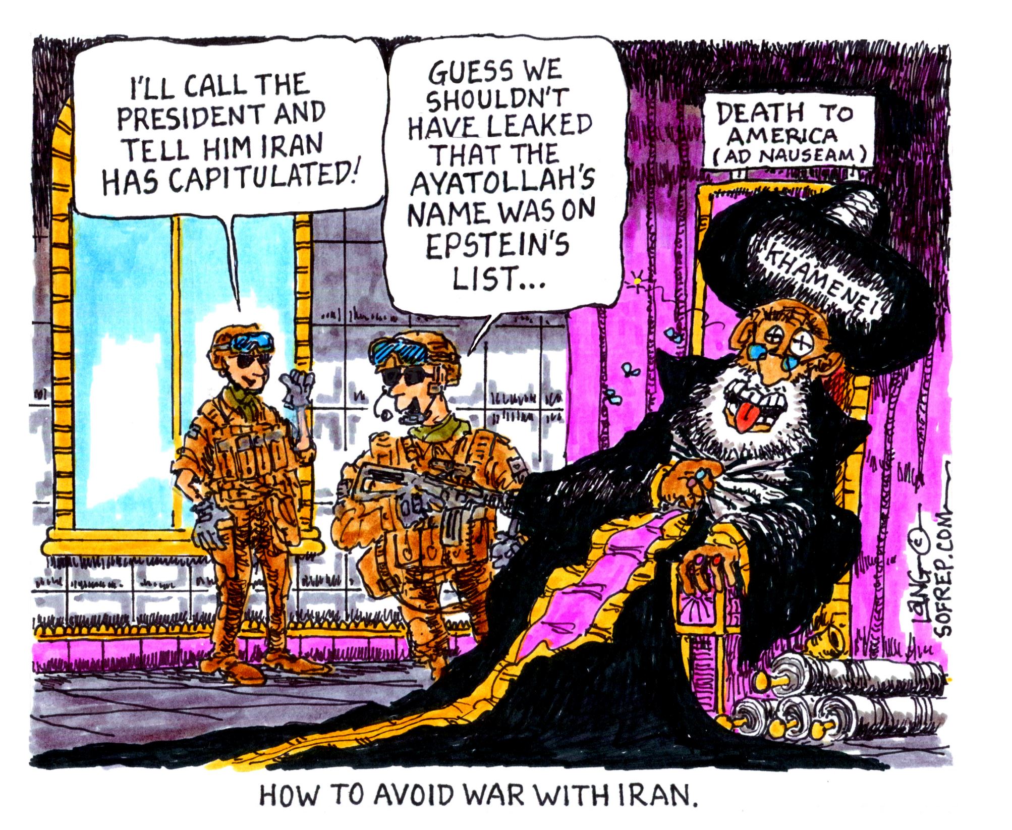 SOFREP cartoon Ayatollah on the Epstein list