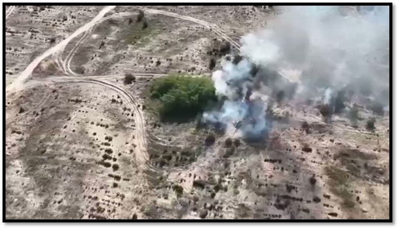 Ukrainian artillery strike.